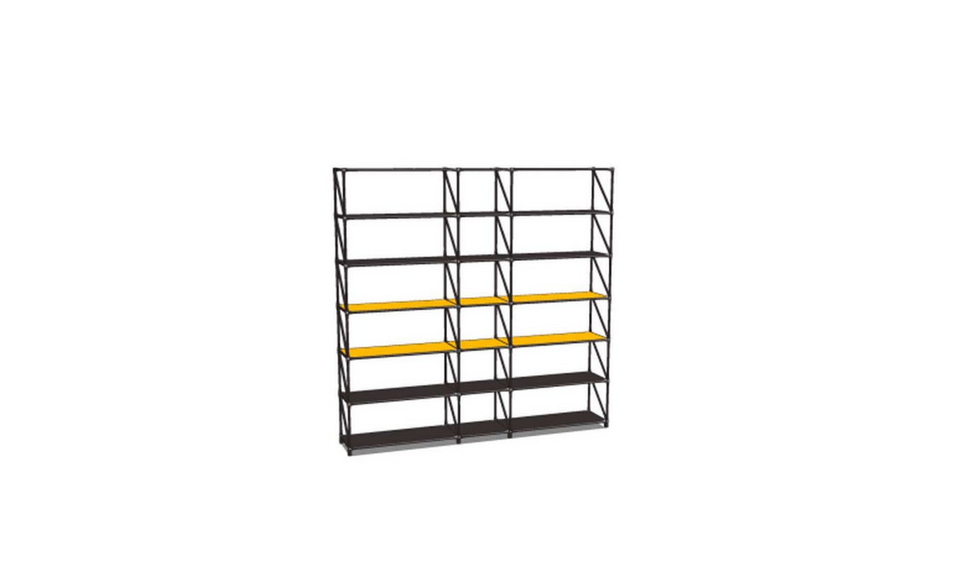 Regal schwarz-gelb H 224 cm