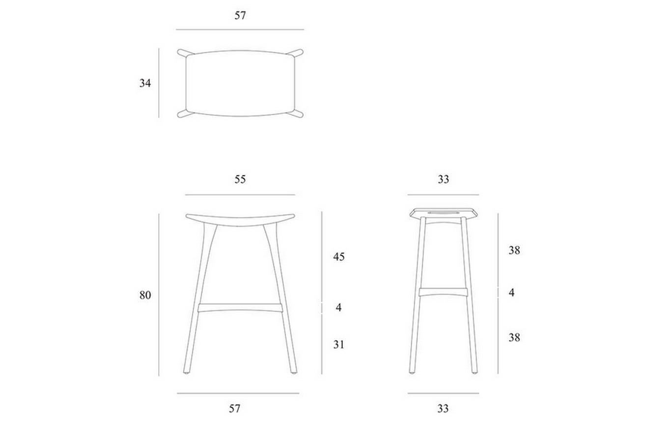 Barhocker Osso Eiche natur H 80 cm
