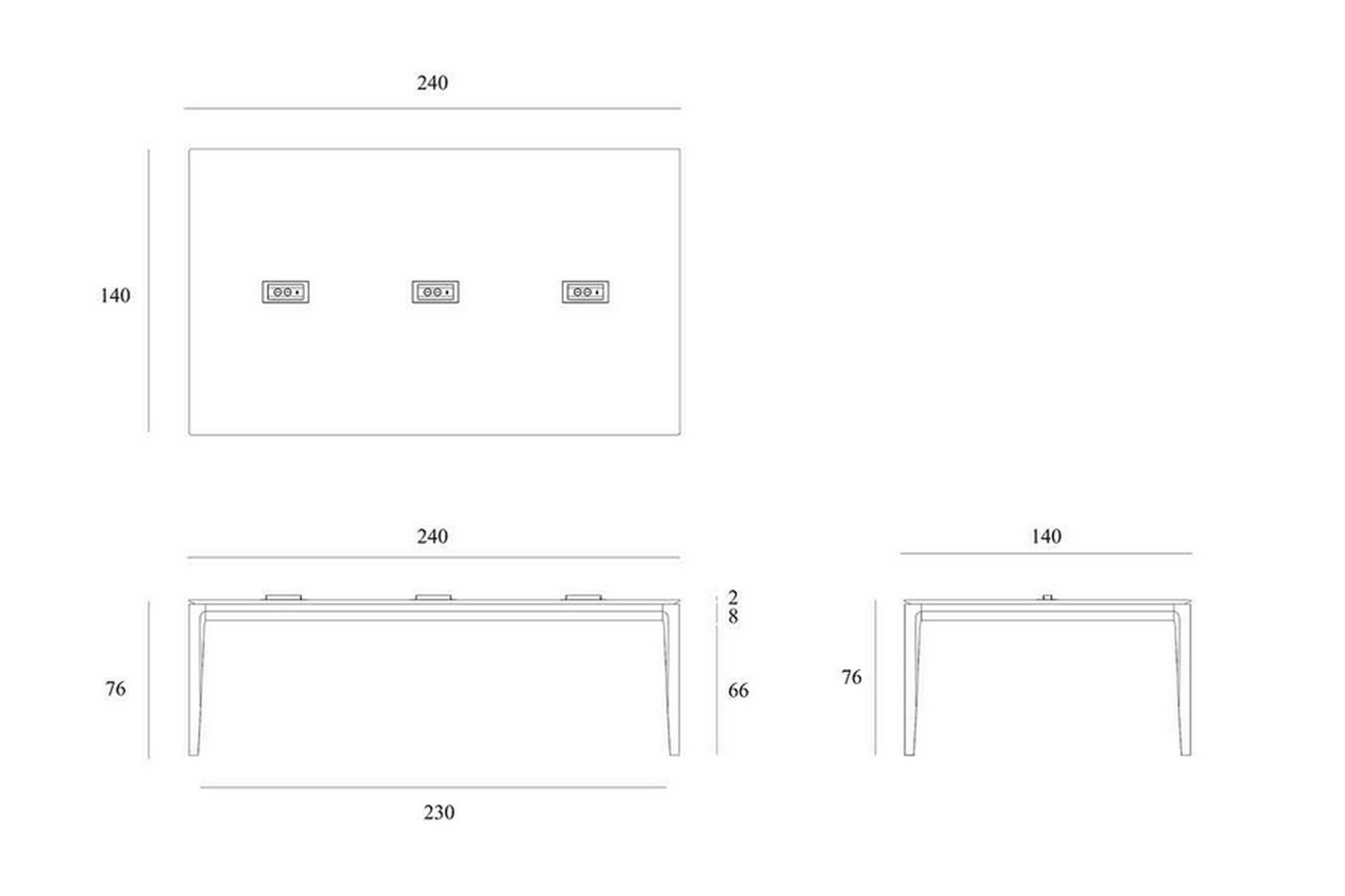 Konferenztisch Bok Cowork Desk  Eiche natur B 240 cm
