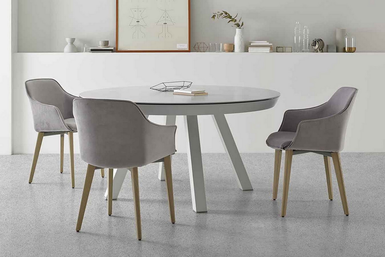 Tisch ausziehbar rund weiss 125
