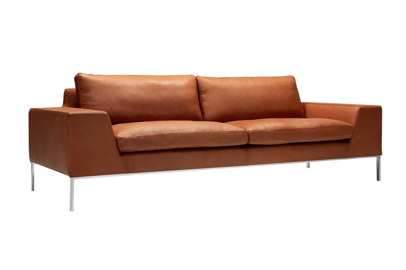 Ledersofa Justin Luxus 3 Sitzer cognac