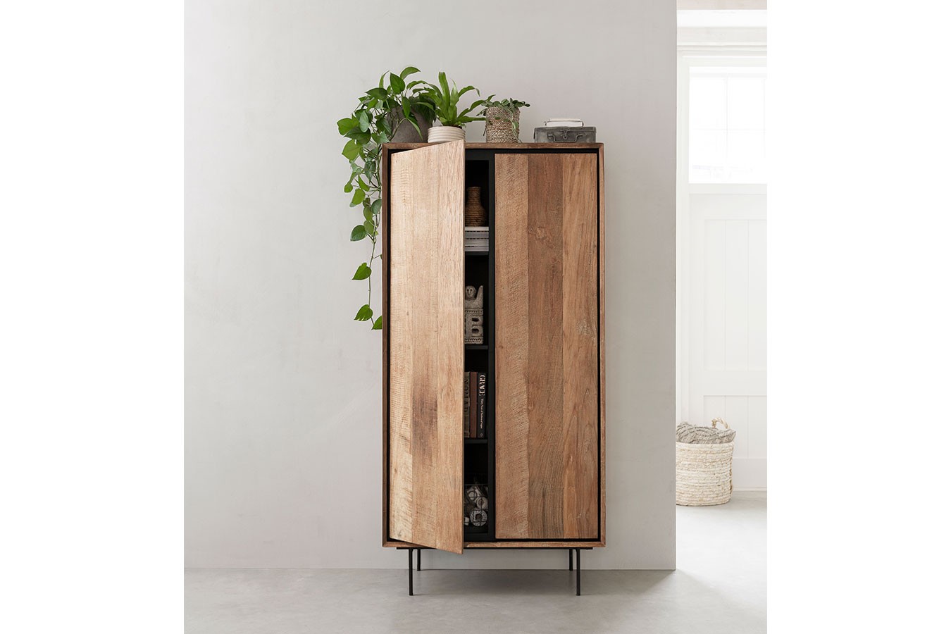 Schrank Metropole Teak Metall 180x90 cm