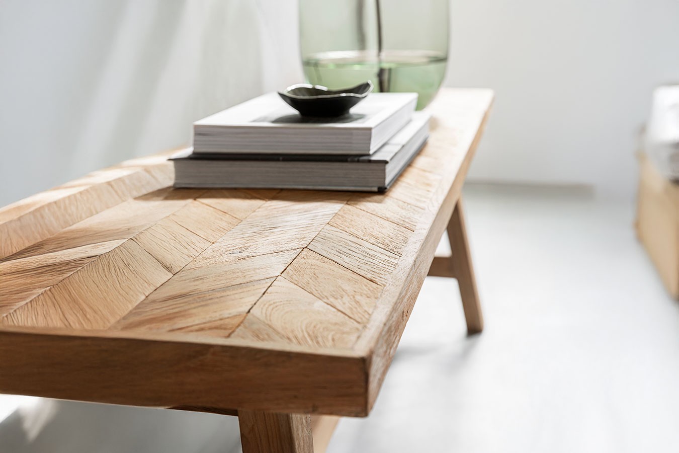 Hocker Herringbone Teakholz B 60 cm