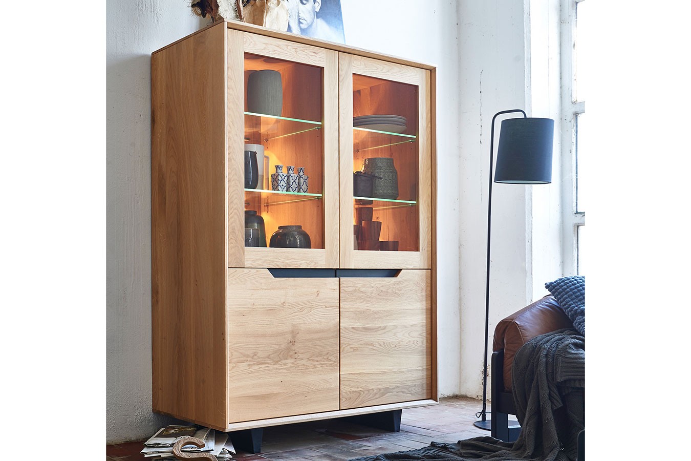 Vitrinenschrank EXTREME Eiche H 170 cm