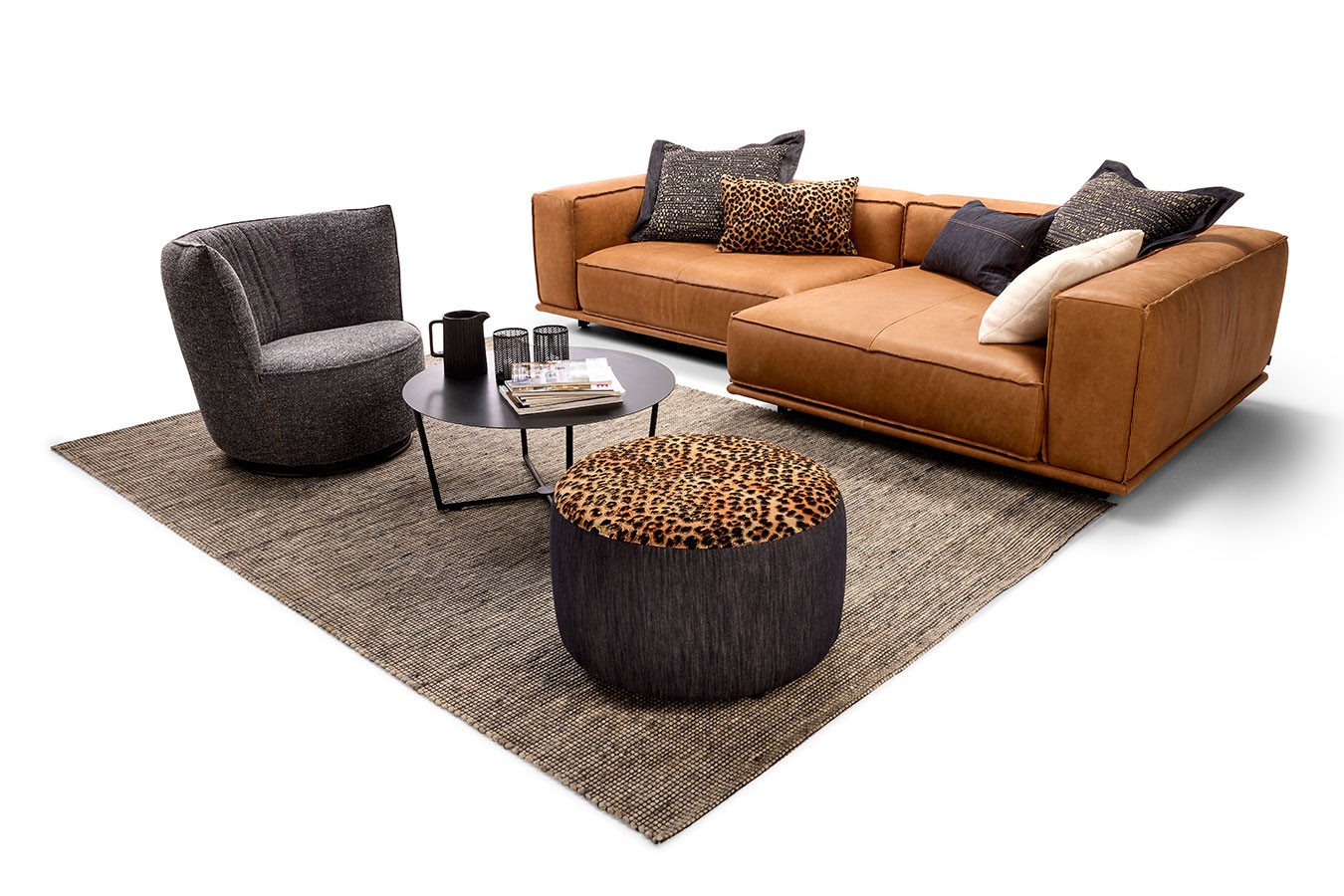 Funktionssofa Wumms! Leder cognac