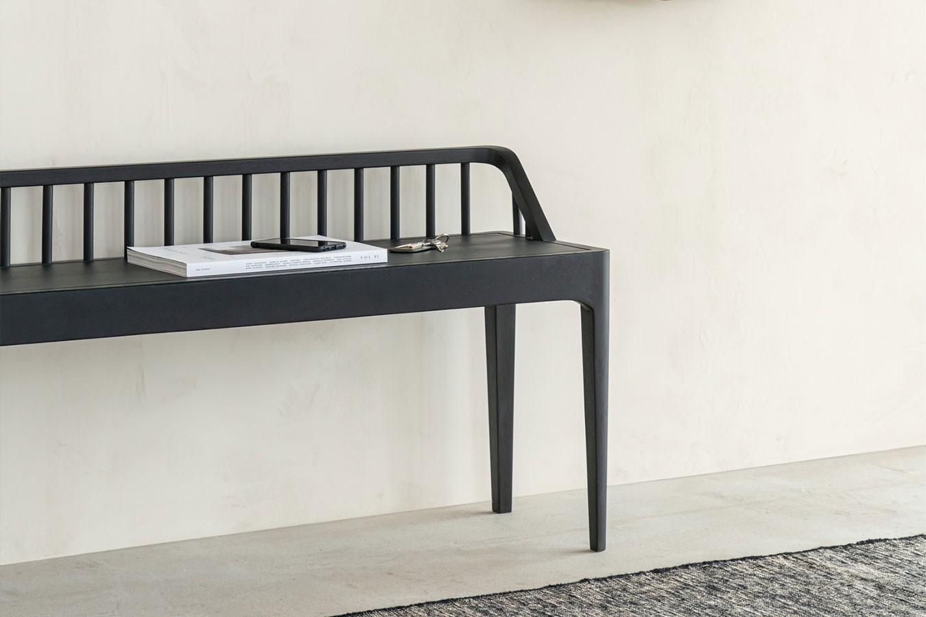 Sitzbank Spindle Eiche massiv schwarz