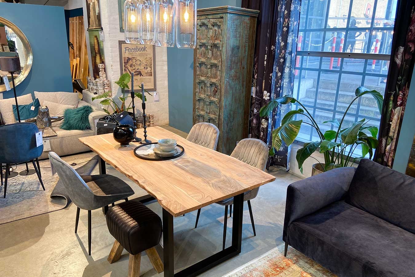 Stuhl JUL Samt Vintage grau