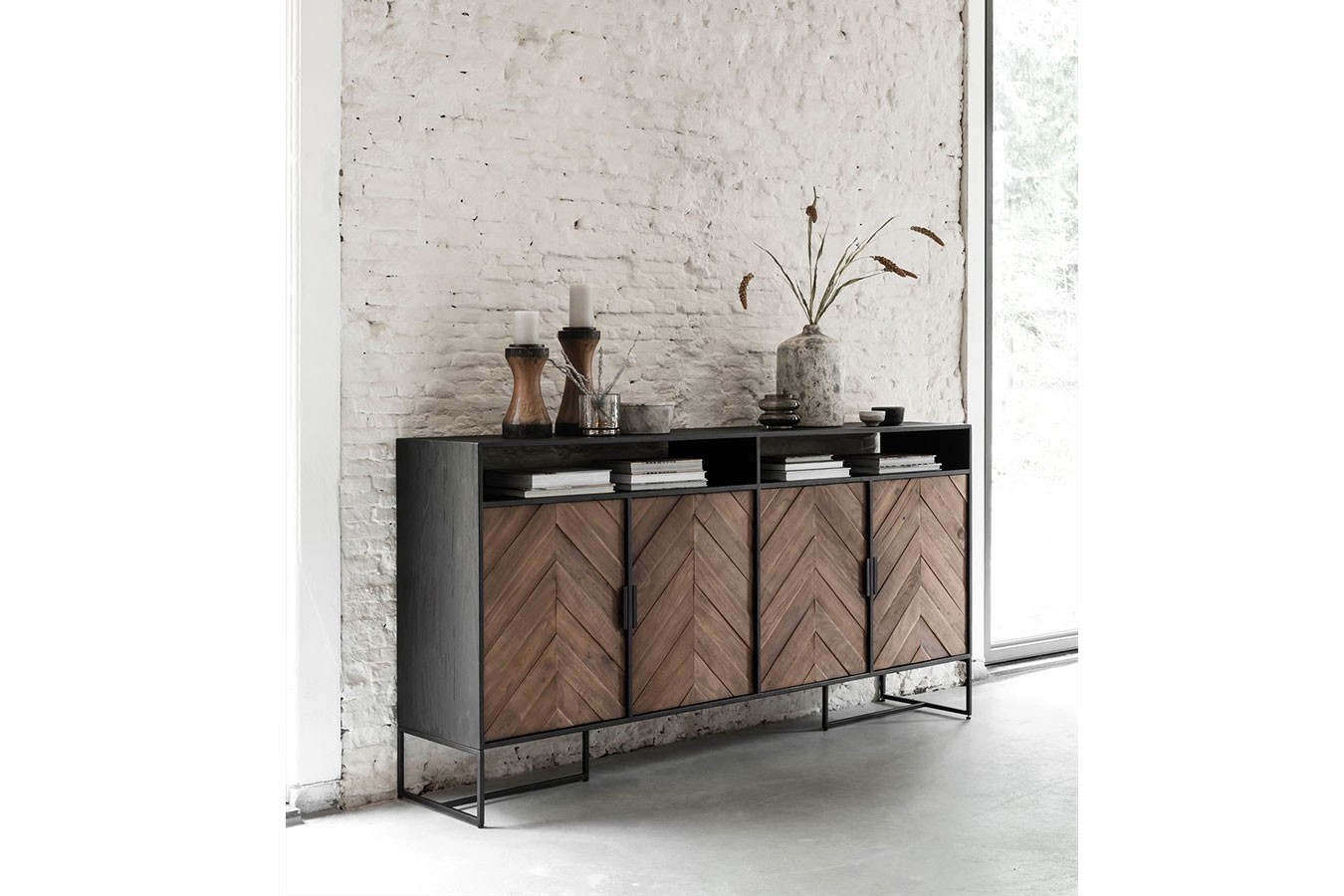 Highboard Criss Cross Massivholz B 200 cm