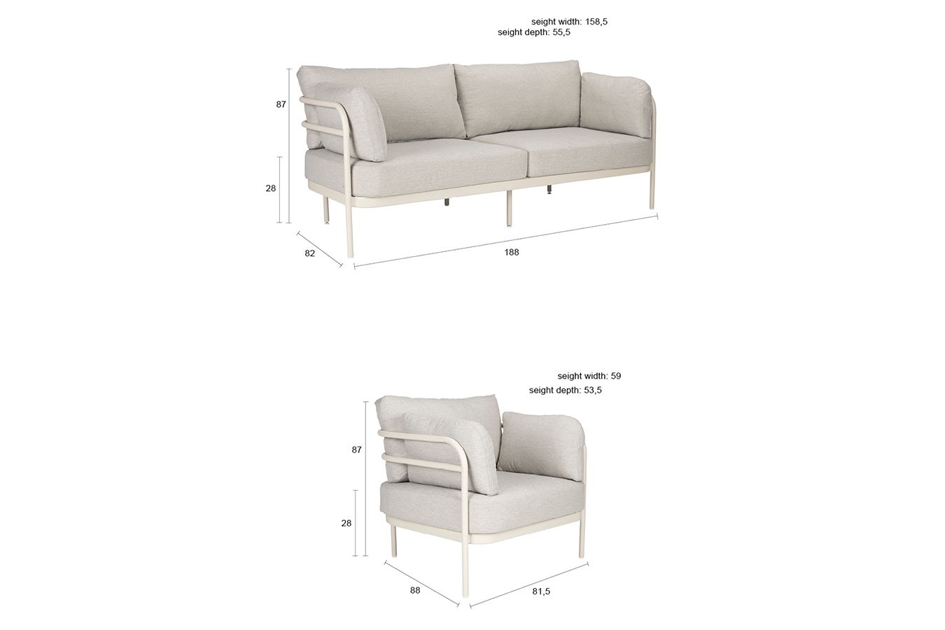 Lounge Set Vista Outdoor 3tlg beige