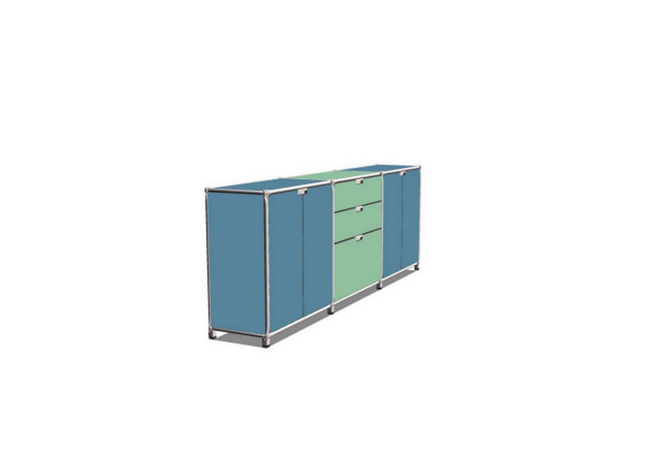 Sideboard System 180 blau-grün B 219 cm