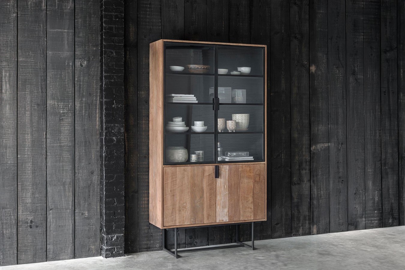 Vitrinenschrank Odeon Teak B 120 cm