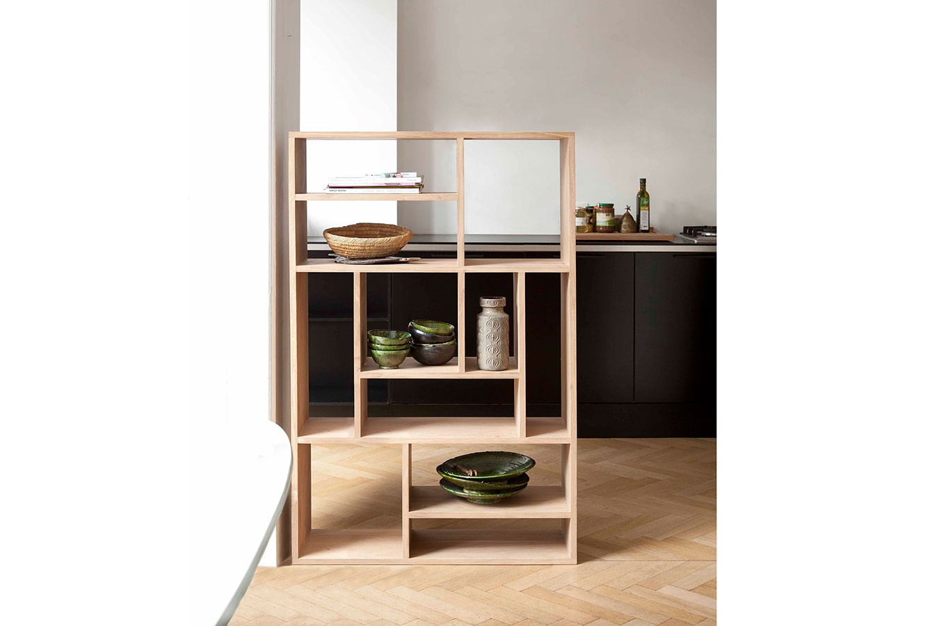 Regal M Eiche massiv H 139 cm