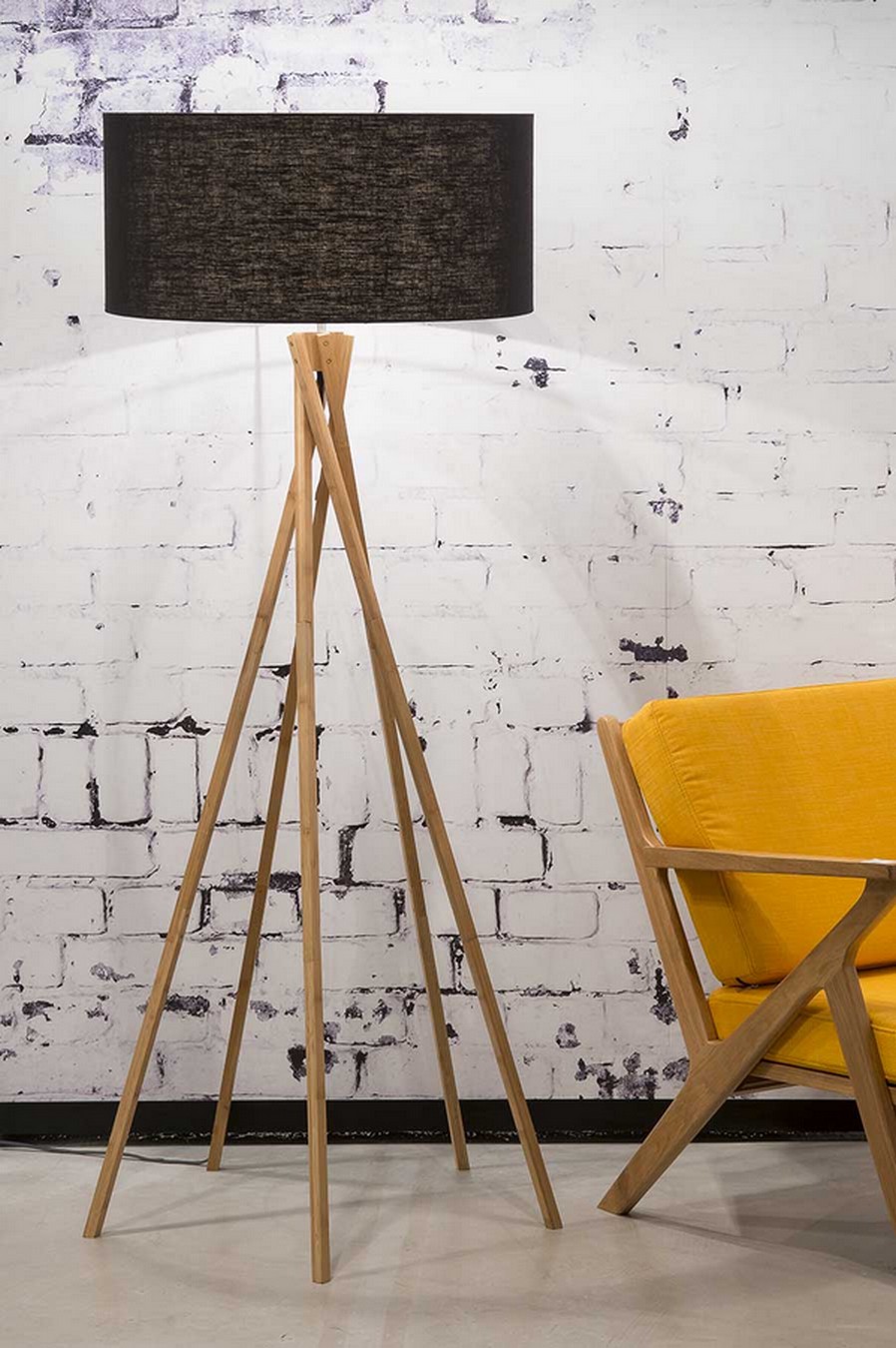 Stehlampe Kilimanjaro Bambus Textil schwarz