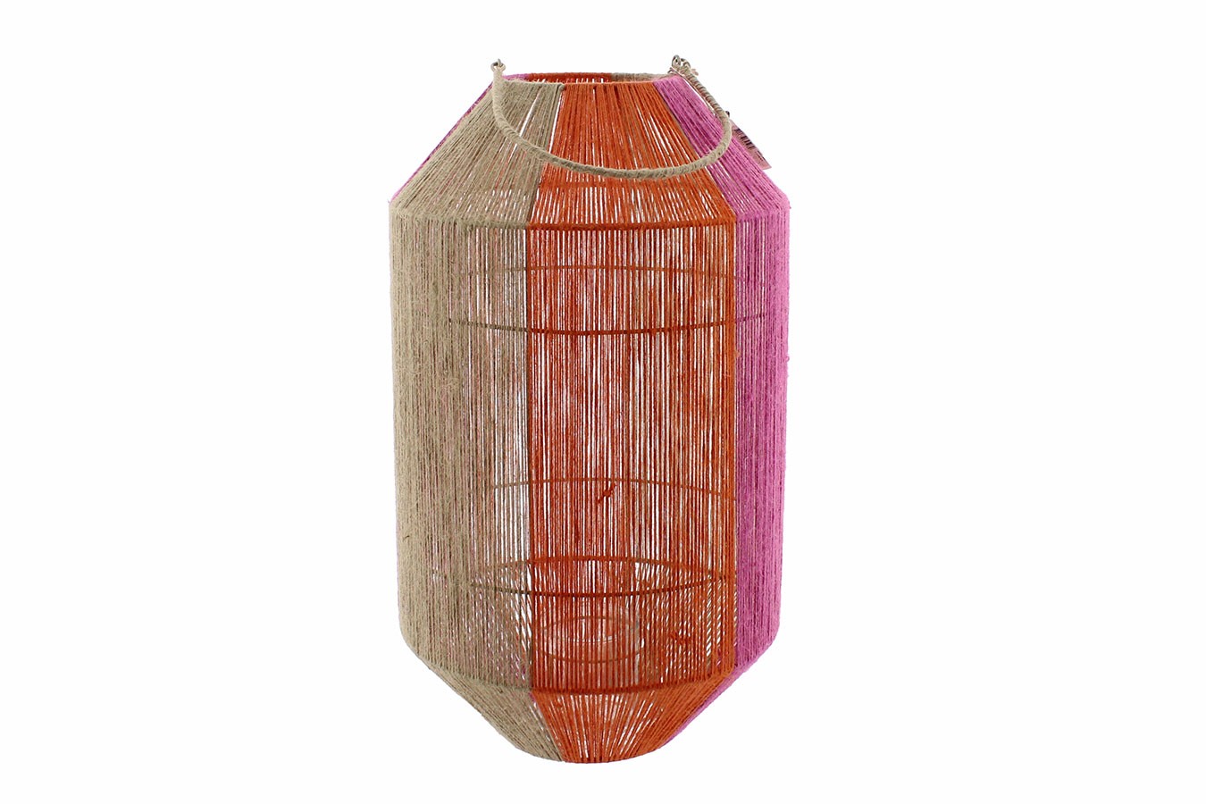 Laterne Cala natur orange fuchsia H 60 cm