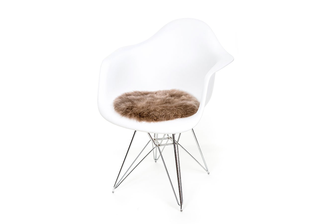 Sitzkissen Lammfell Taupe rund