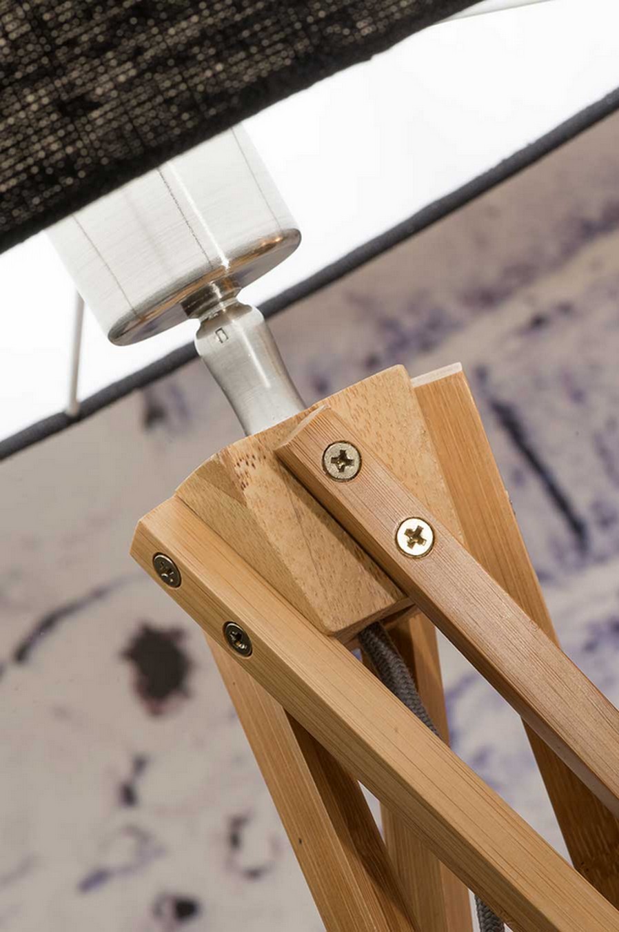 Stehlampe Kilimanjaro Bambus Textil blau