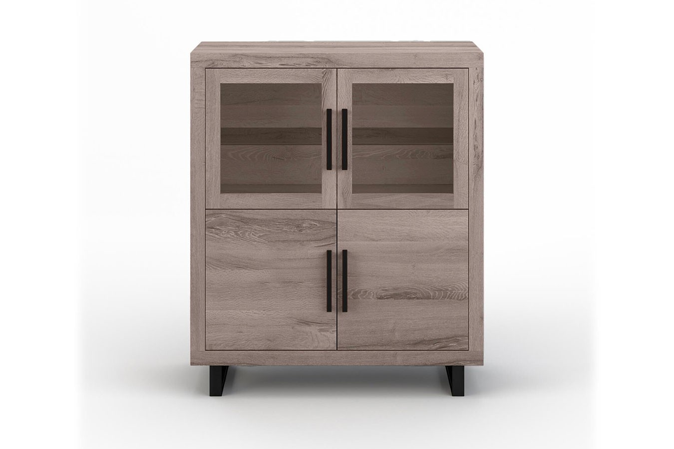 Highboard Nature mit Glas Eiche H 140 cm