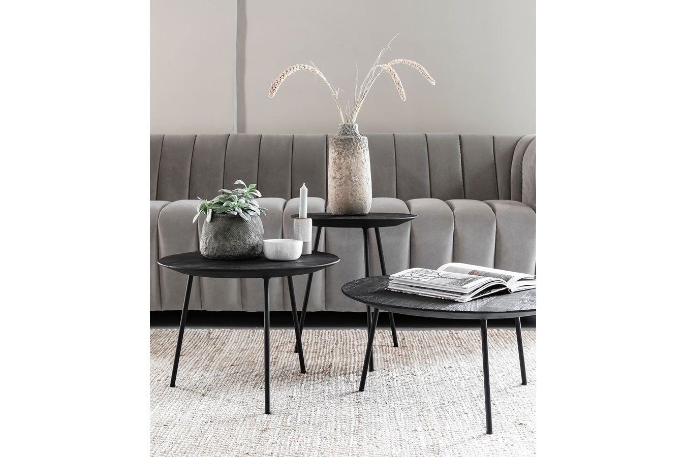 Couchtisch Highlight Teak schwarz rund D 60 cm