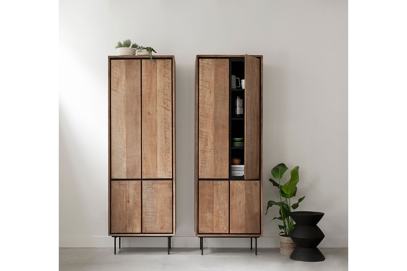 Schrank Metropole Teak Metall 210x70 cm