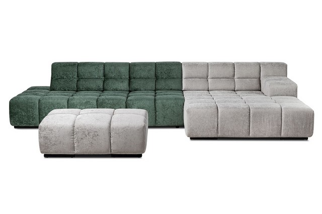 Ecksofa Cube Stoff dunkelgrün grau