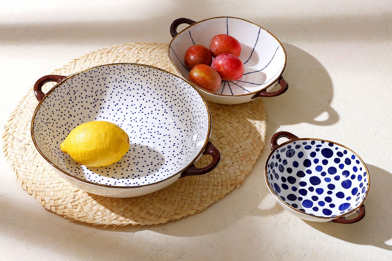 Pastaschale Anafi mit Griff weißblau D 24,5 cm