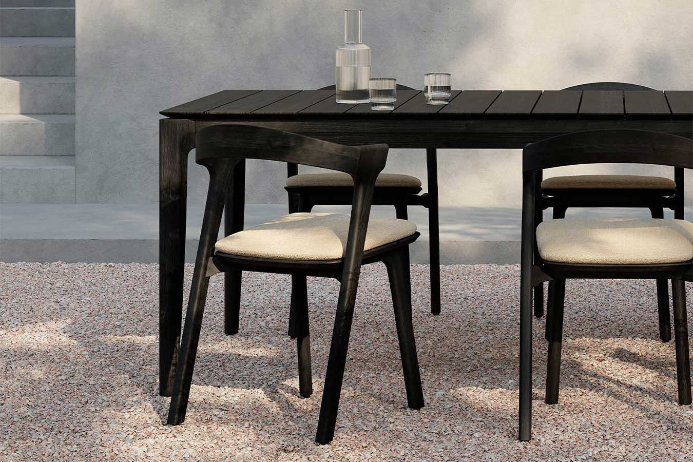 Outdoor Stuhl Bok Teak schwarz