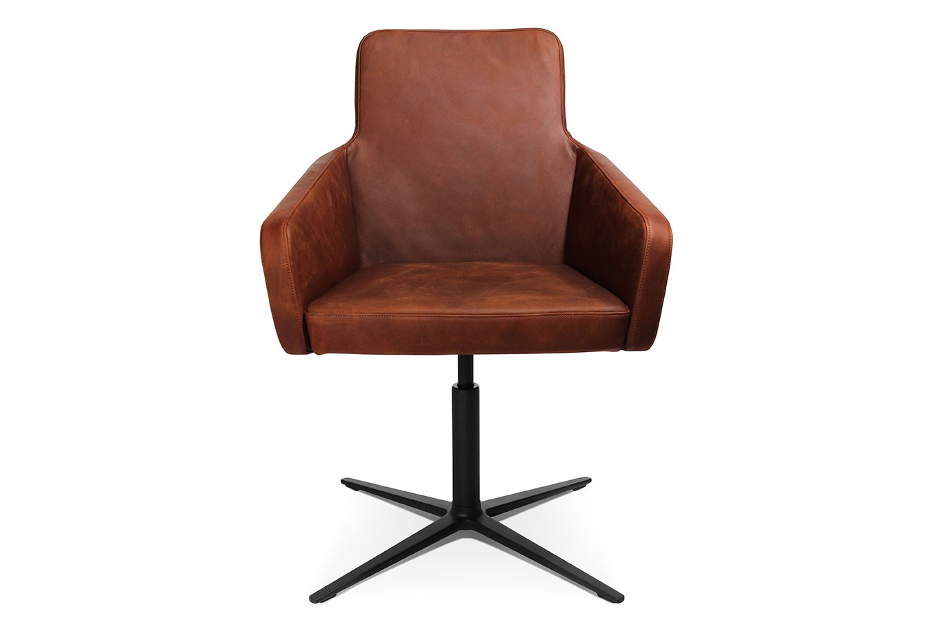 Drehstuhl W-Cube 1 mit Arm Leder braun