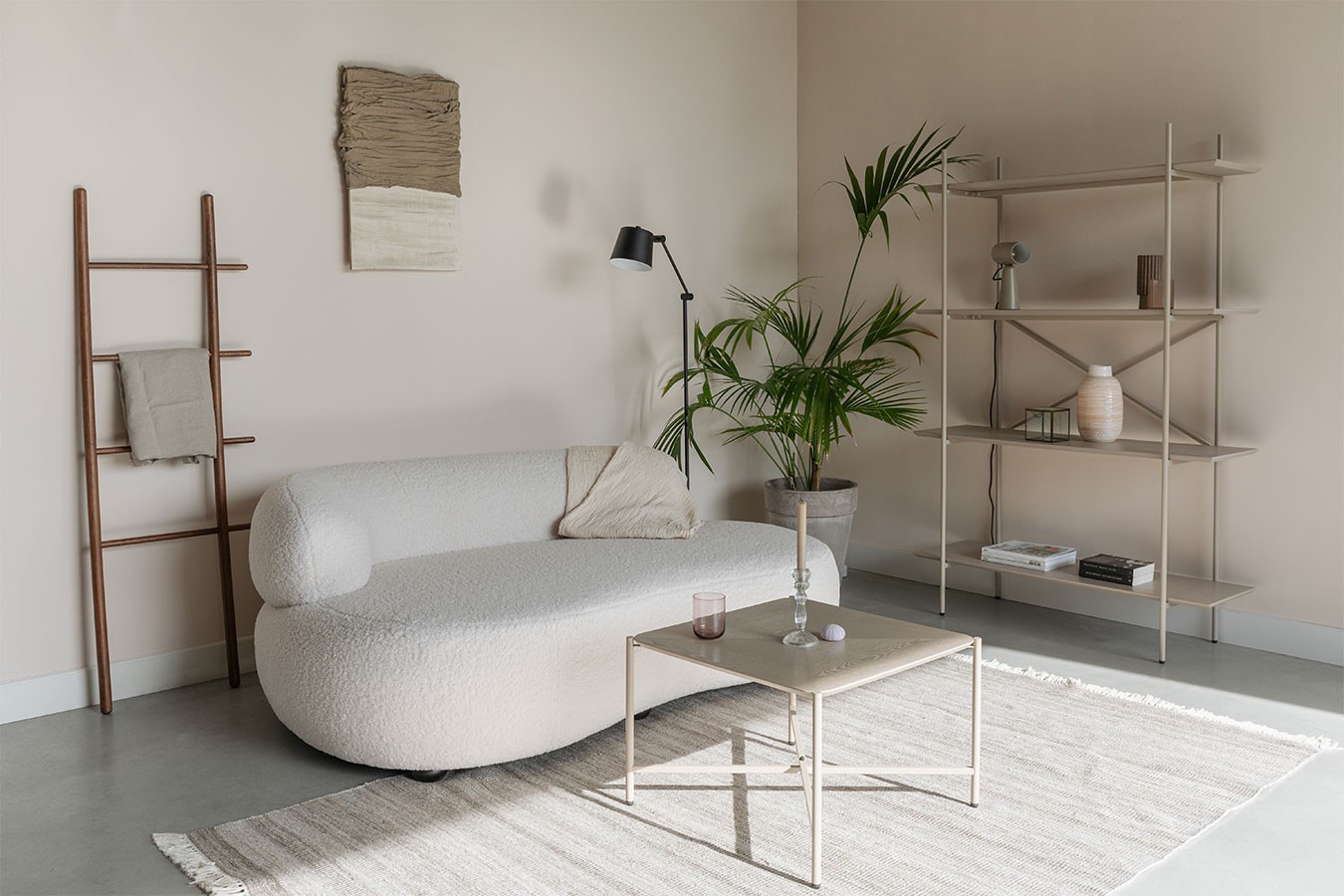 Sofa Noxx 2 Sitzer Boucle Stoff weiss