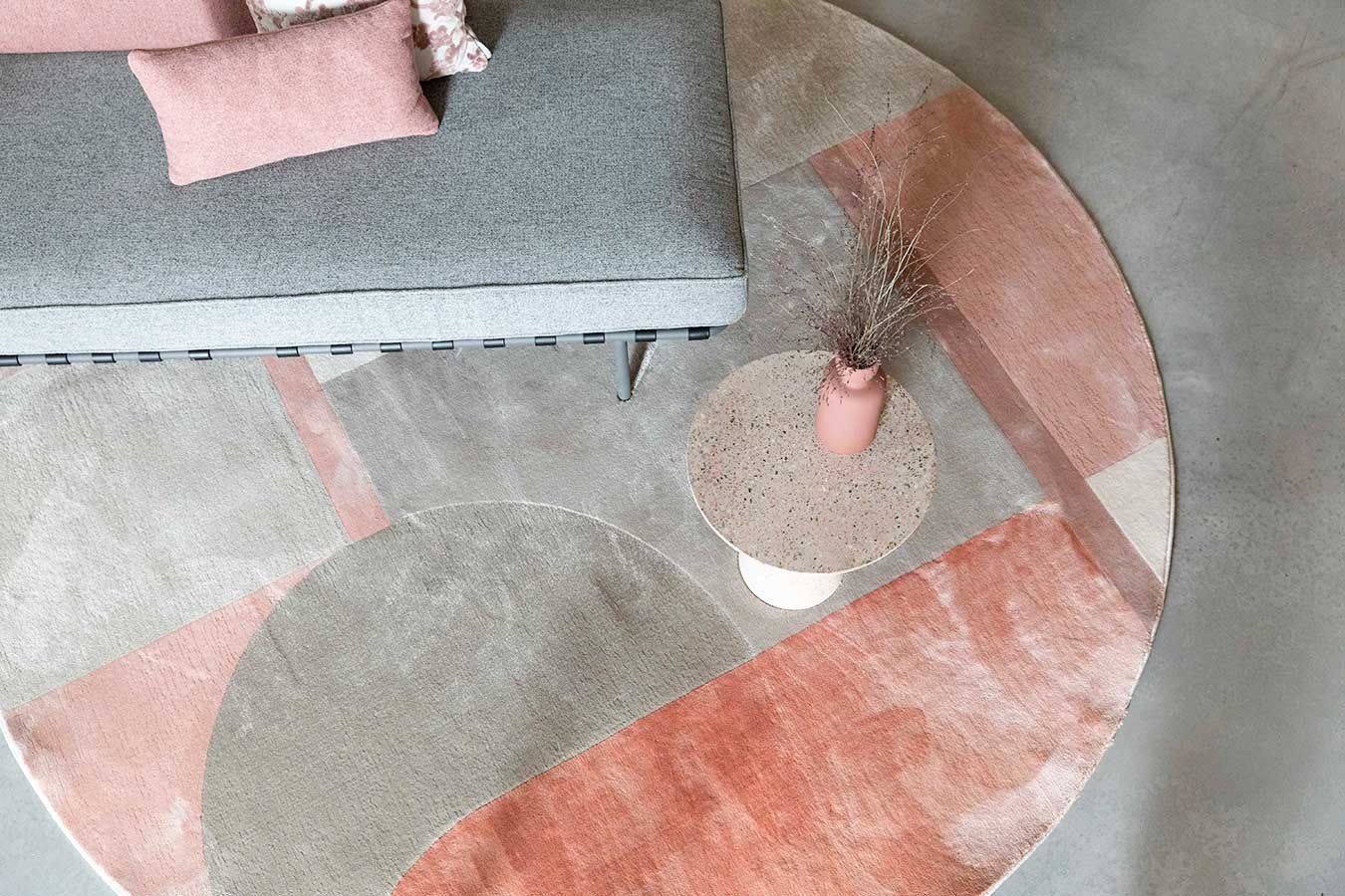 Teppich grau rosa D 240 cm