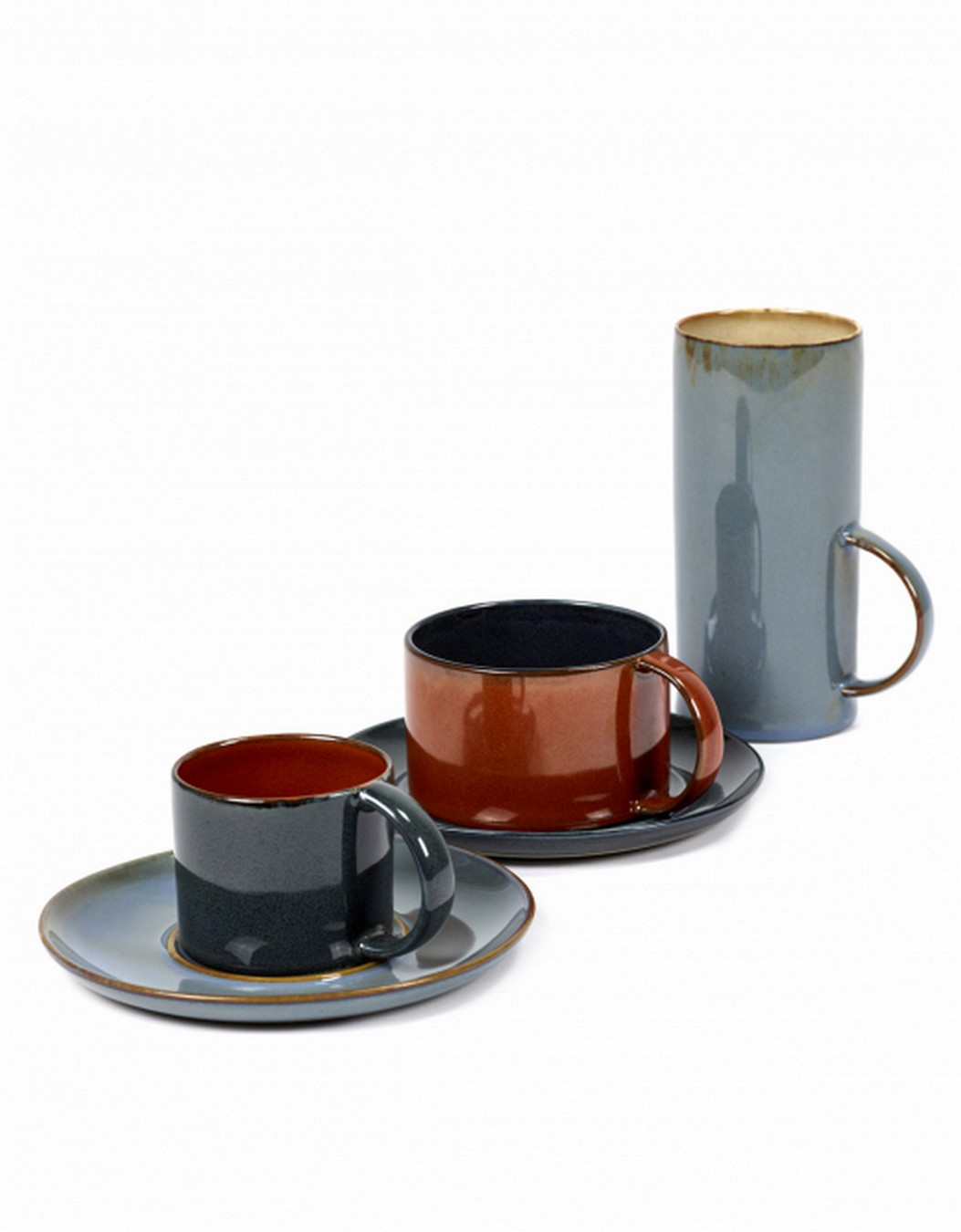 Kaffeetasse Terres de Reves dunkelblau rot