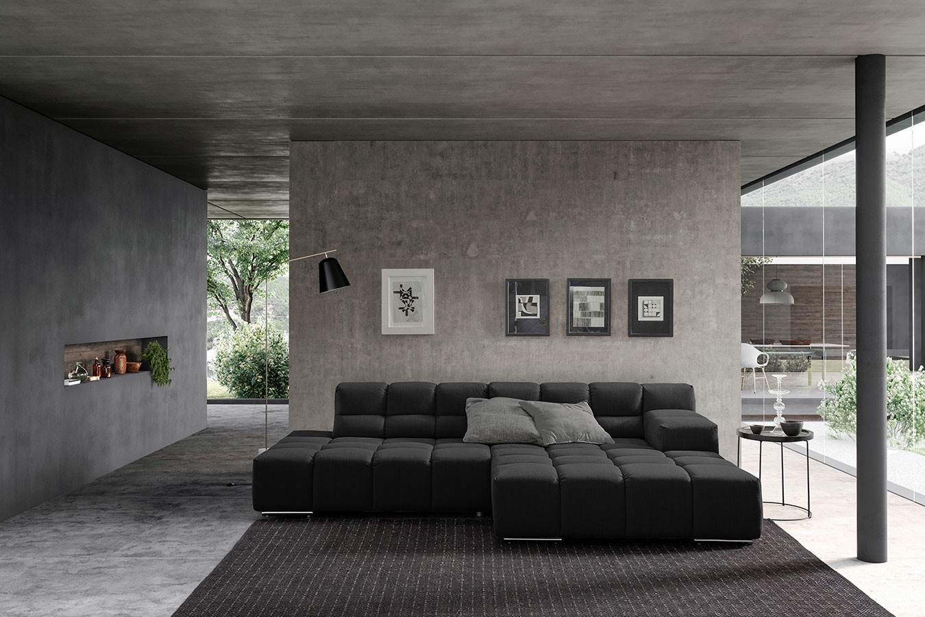 Ecksofa Cube Stoff anthrazit