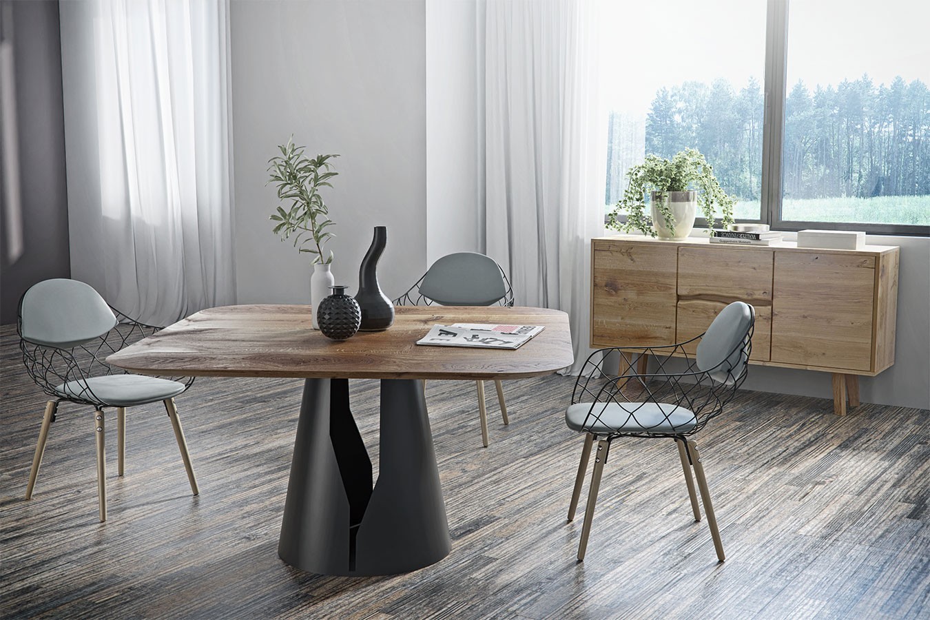 Esstisch Mono Nussbaum quadratisch B 140 cm