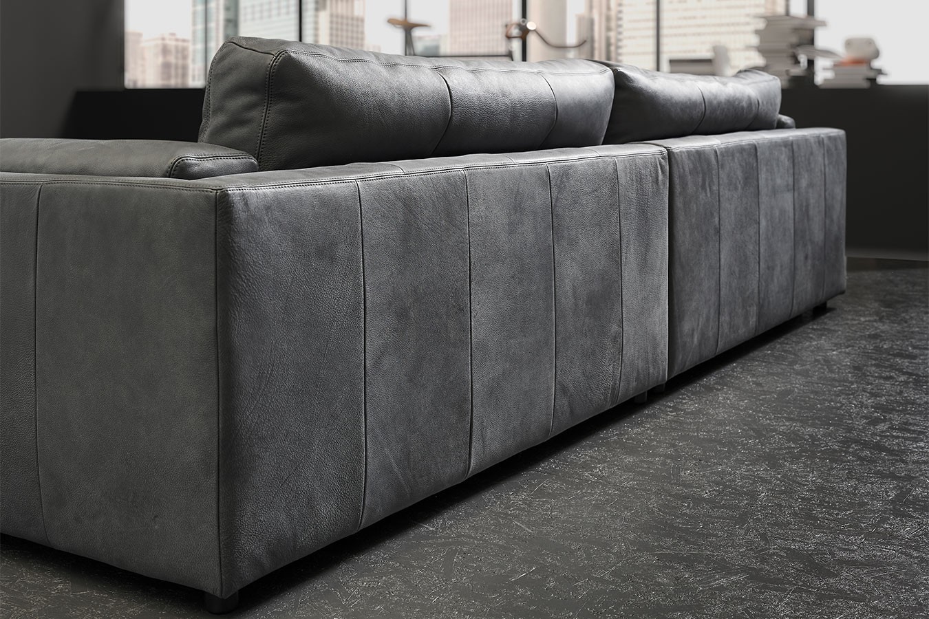 Loungesofa Ken Leder anthrazit