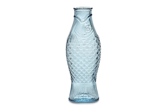 Designer Karaffe Fish & Fish Glas hellblau