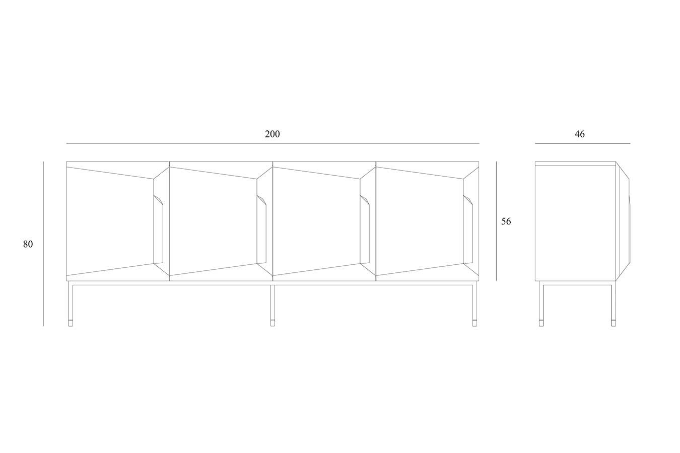 Sideboard Stairs Eiche schwarz B 200 cm