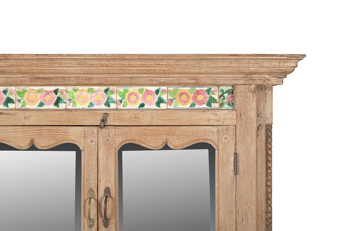 Vitrinenschrank Dutch Style mit Kacheln whitewashed