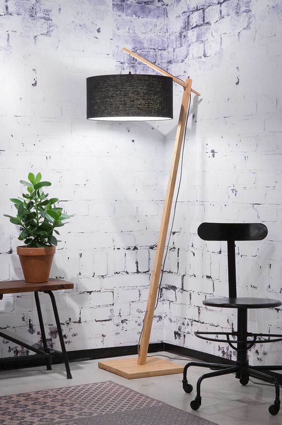 Stehlampe Andes Bambus natur schwarz H 176