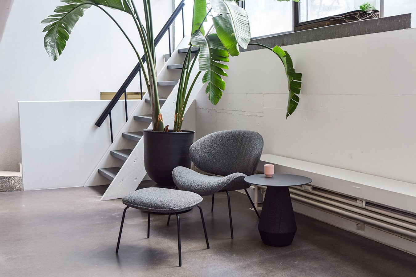 Sessel Alvaro Lounge Bouclé grau