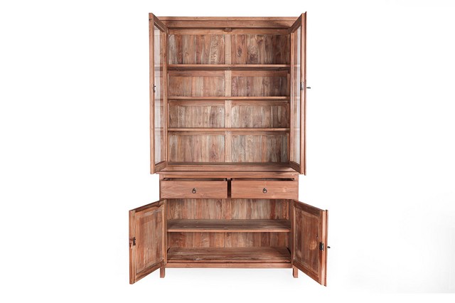 Vitrine Loft Teakholz massiv schmal