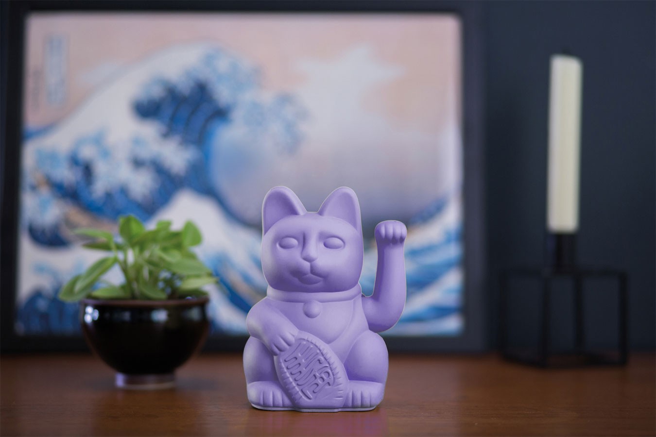 Winkekatze Lucky Cat matt violett