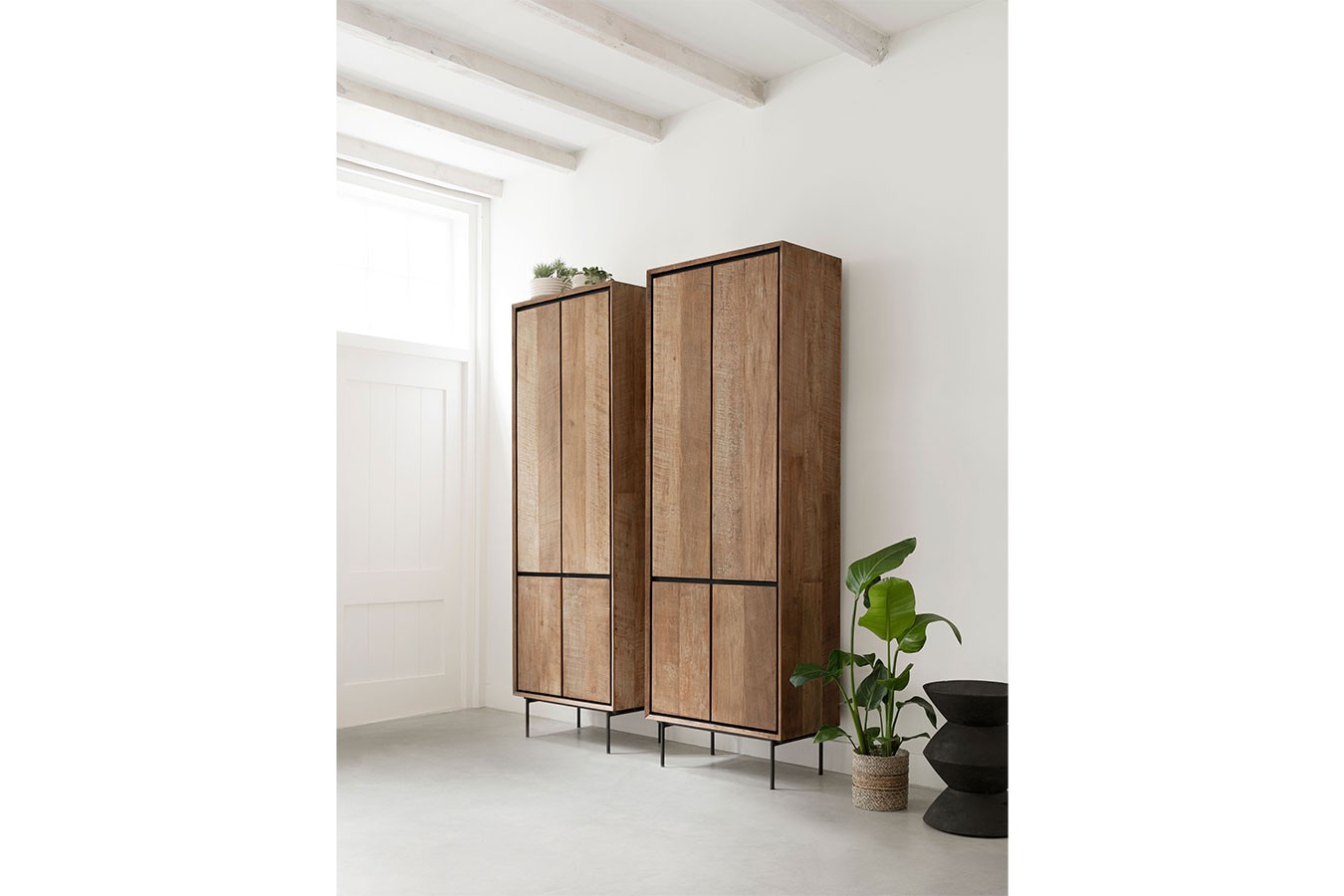Schrank Metropole Teak Metall 210x70 cm