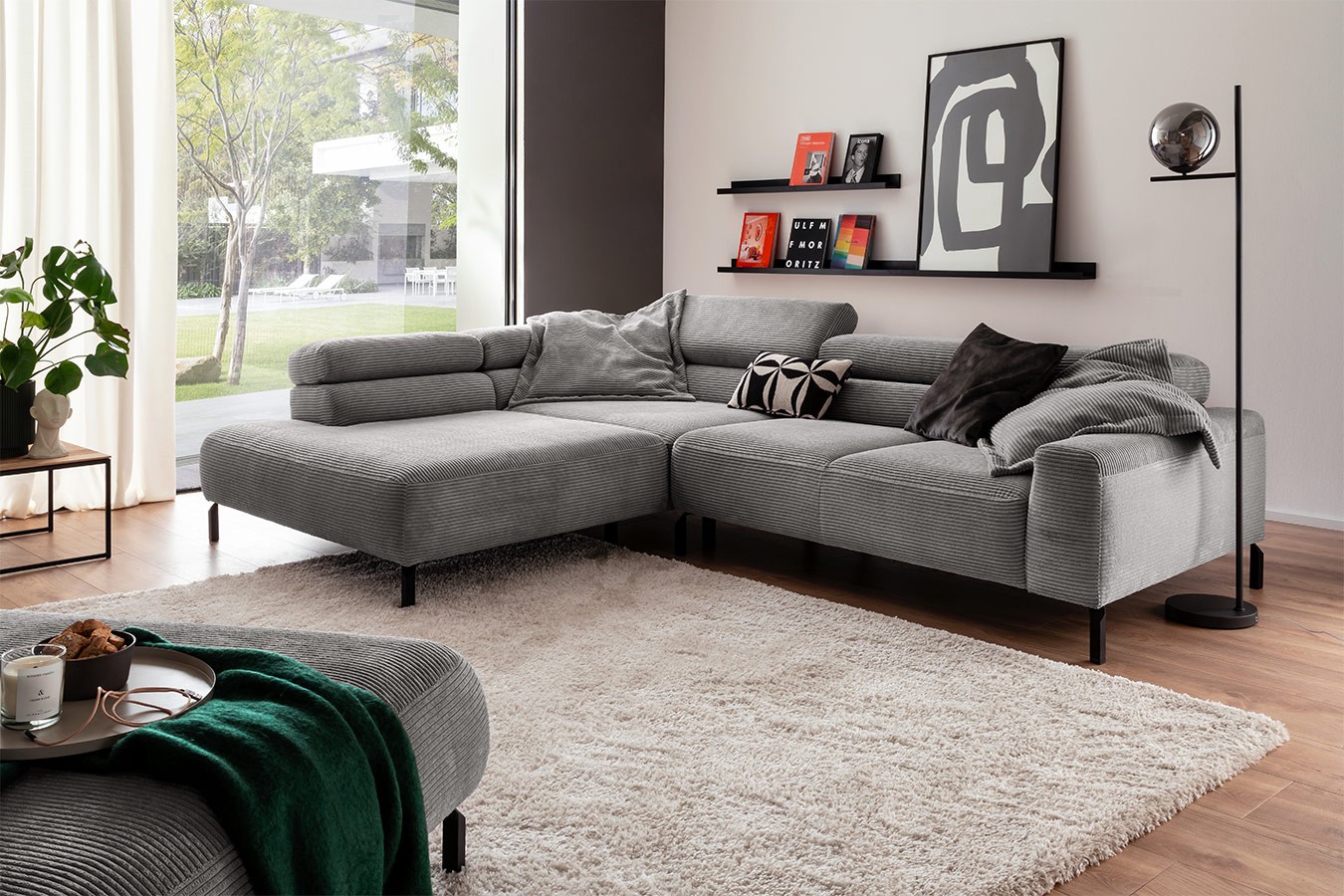 Ecksofa Sarah Cord grau