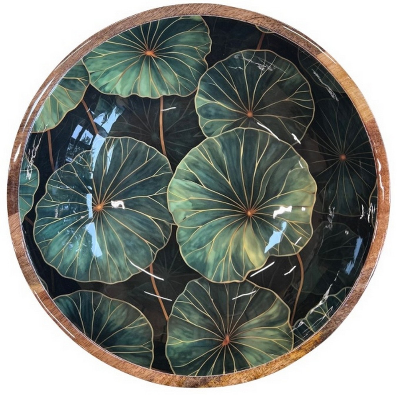 Schale Mangoholz Green Water Lily D 35 cm