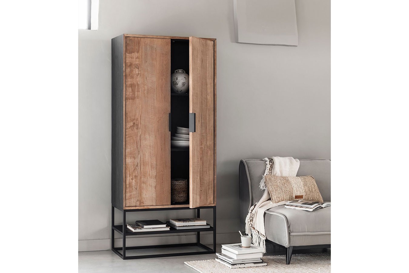Schrank Cosmo Teak Metall 180x80 cm