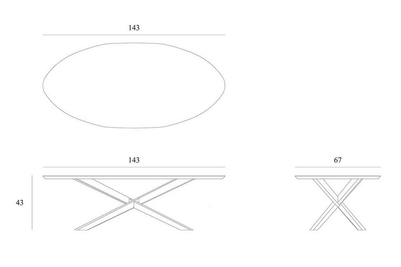 Couchtisch Mikado Eiche natur oval 143*67 cm