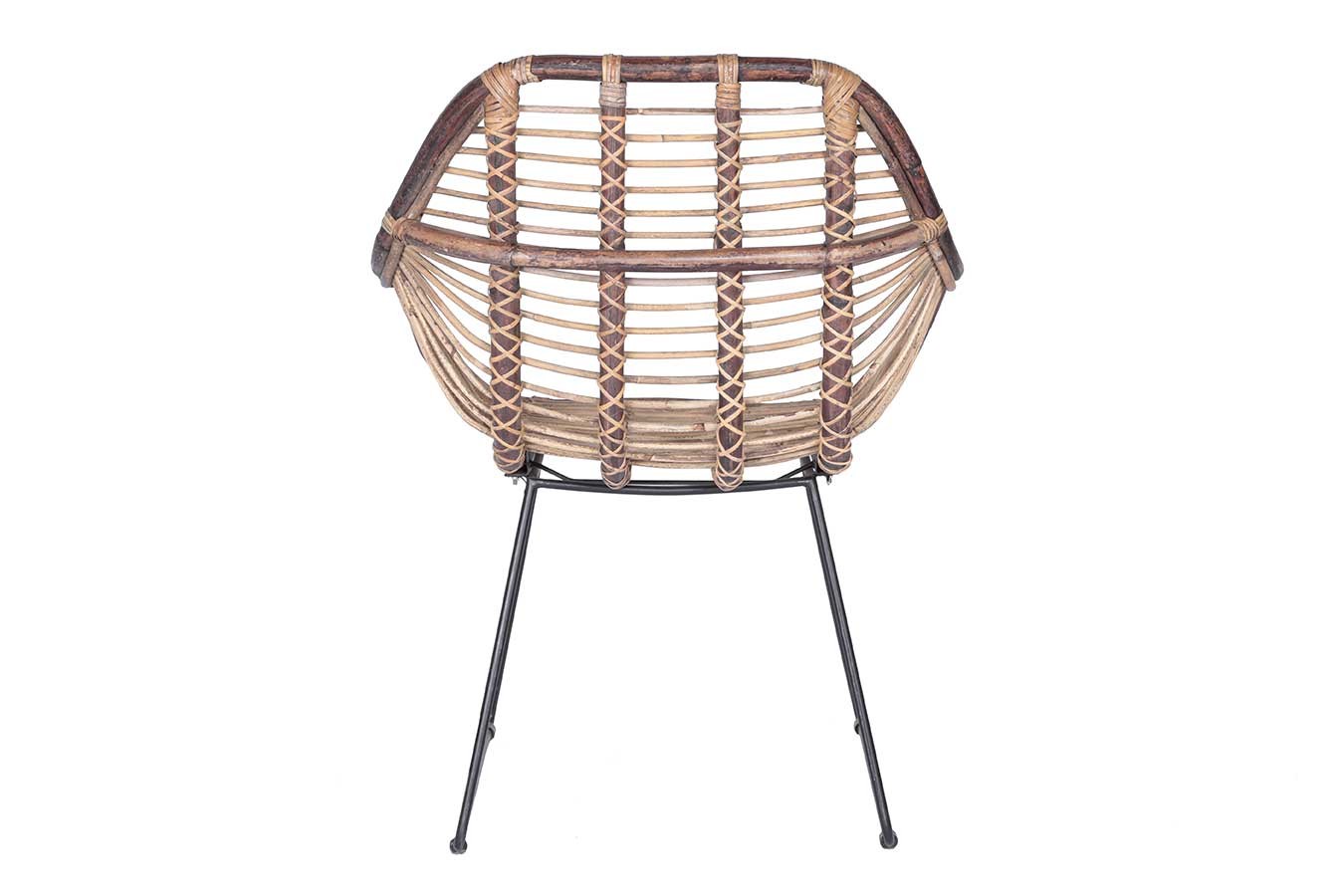 Rattanstuhl mit Armlehne und Metallkufe
