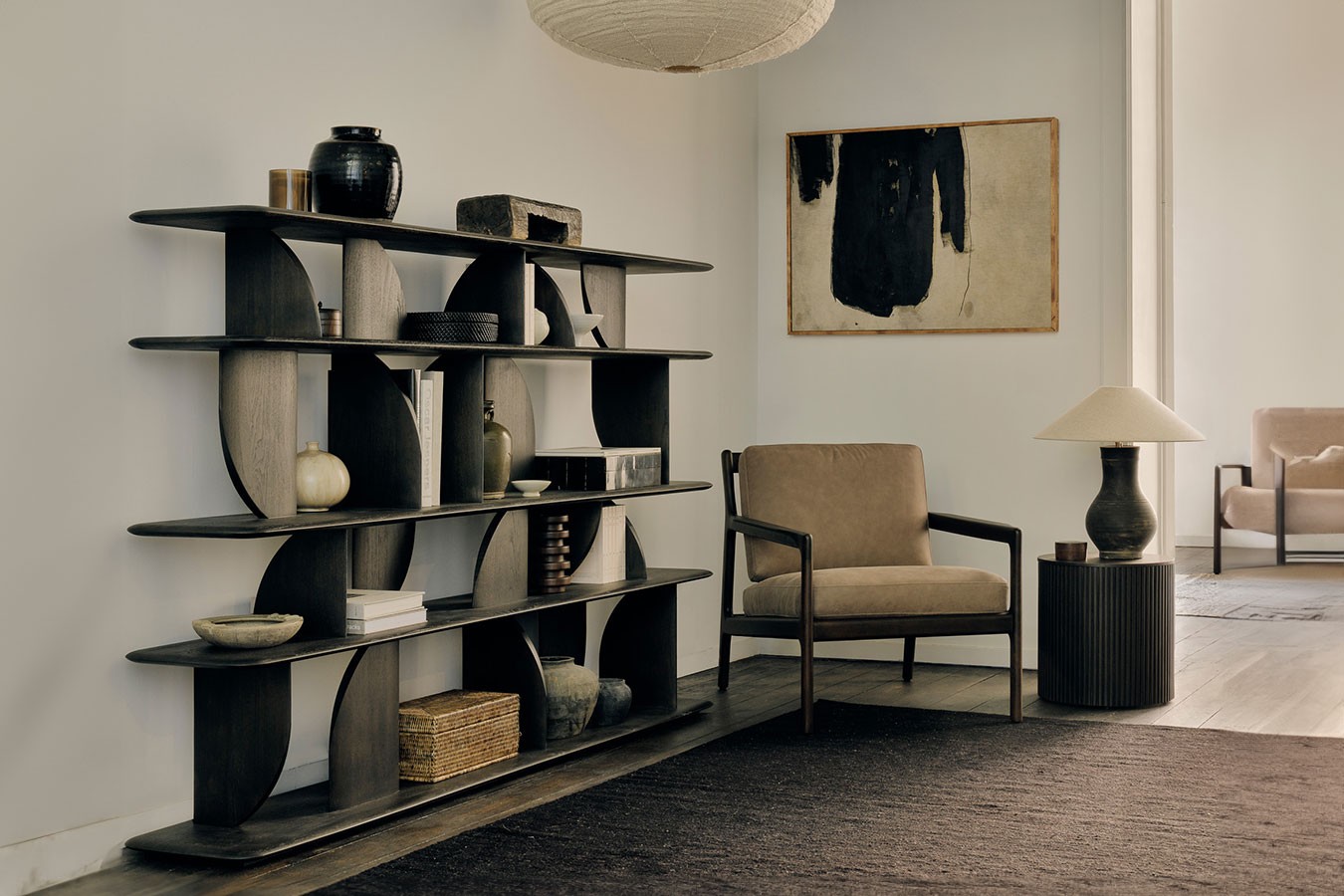Wandregal Geometric Teak braun gebeizt