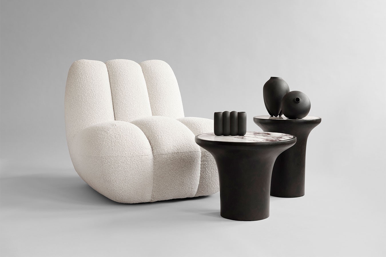 Lounge Sessel Toe Bouclé weiss