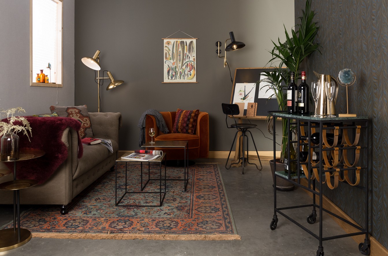 Lounge Drehsessel Flower Samt rostrot