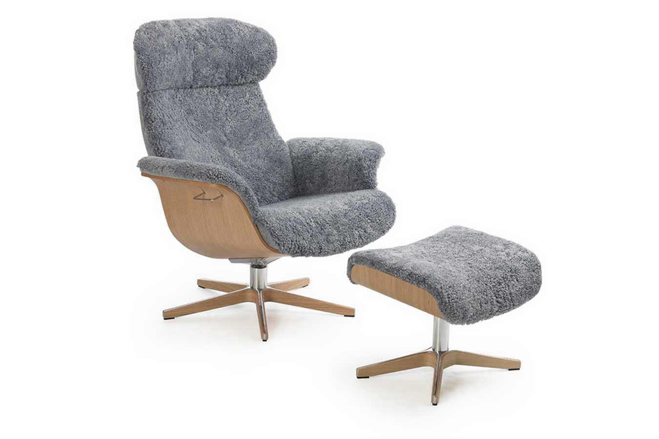 Drehsessel Conform Timeout aus Leder Schaffell ohne Hocker